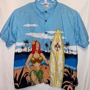 3XL Disney Jessica and Roger Rabbit Button Up